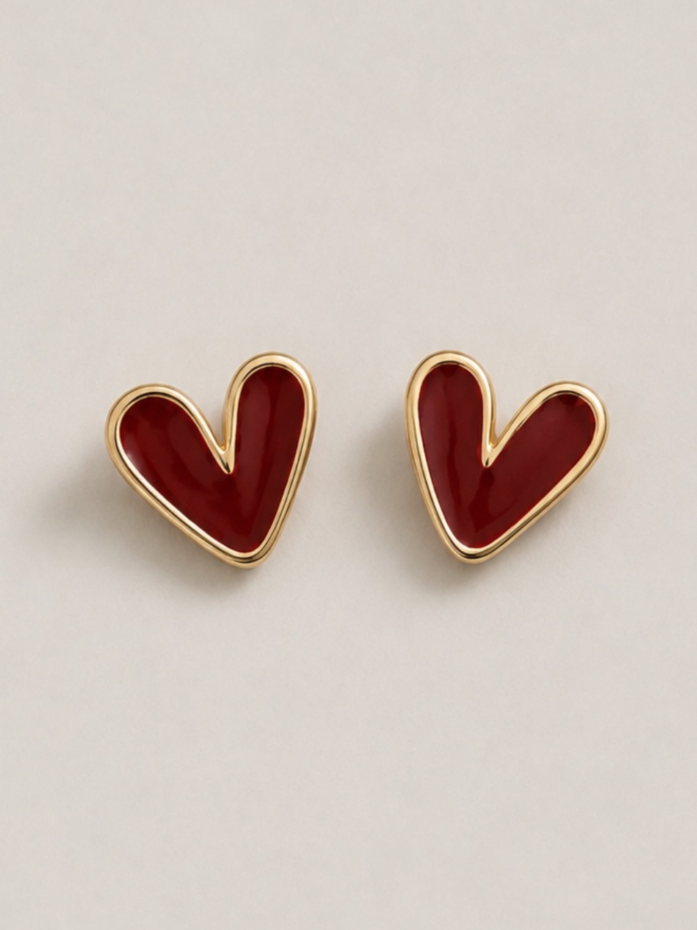 New! Cranberry Red Wine Heart Post Earrings NWOT